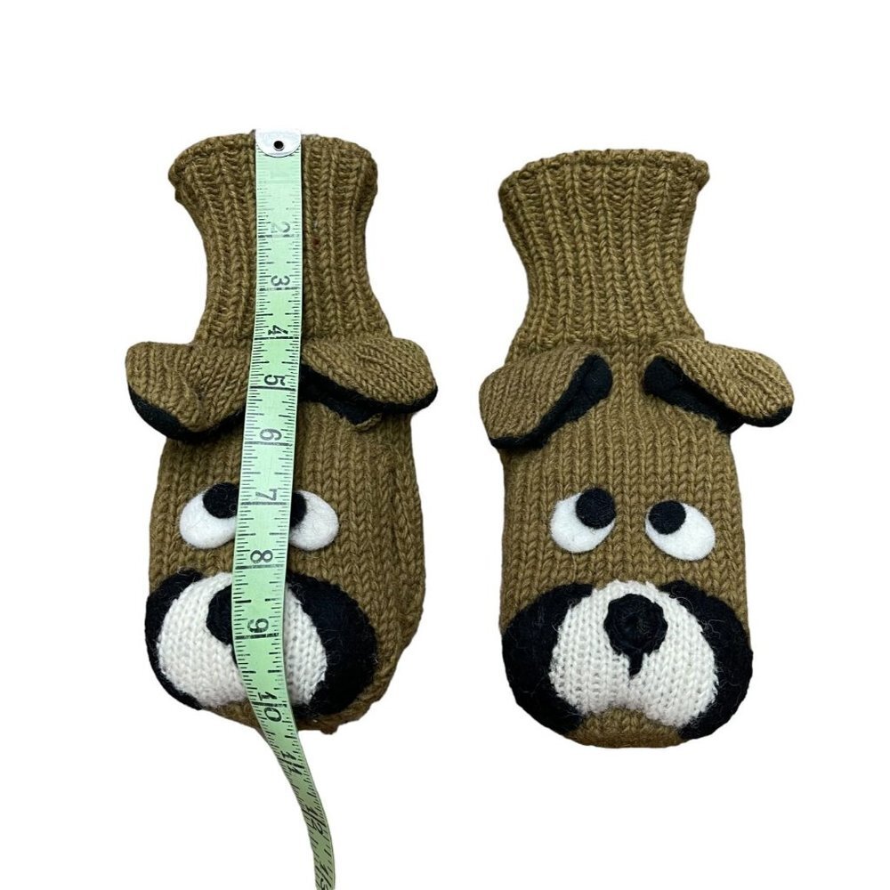 NIrvana Designs Adult Lined Brown Wool Knit Dog Face Gloves Mittens Puppets - Picture 5 of 6
